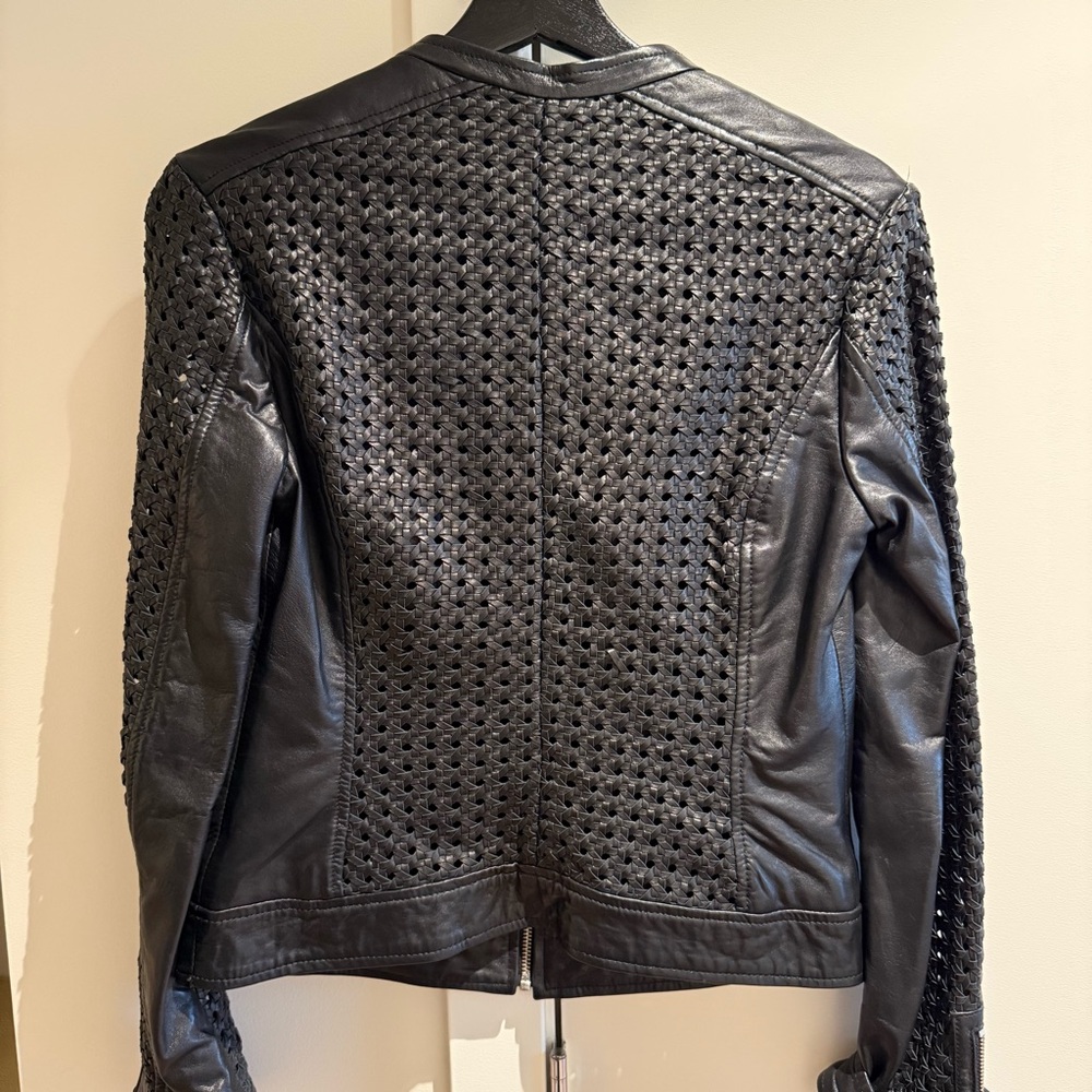 Lamarque Black Perforated Leather Jacket - Picture 5 of 6